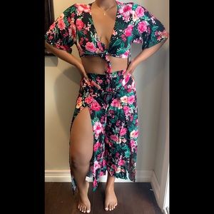 Pink Floral Two Piece Set
